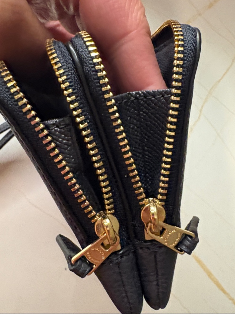 Coach Black Pebbled Leather Wristlet with Gold Logo - Picture 13 of 13